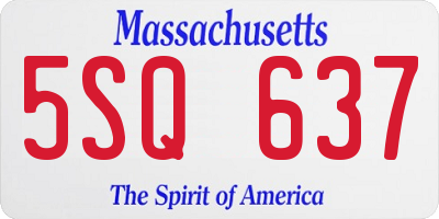 MA license plate 5SQ637