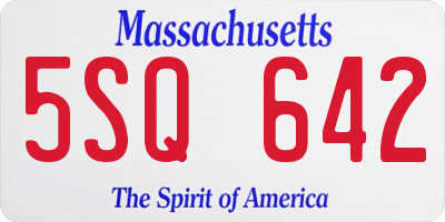 MA license plate 5SQ642