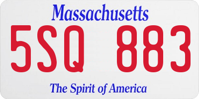 MA license plate 5SQ883