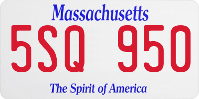 MA license plate 5SQ950