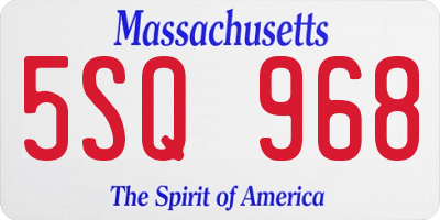 MA license plate 5SQ968