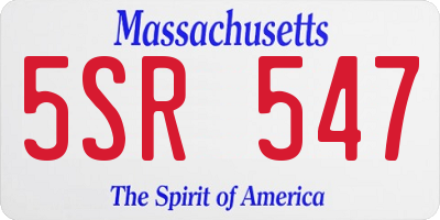 MA license plate 5SR547