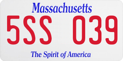 MA license plate 5SS039