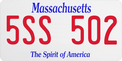 MA license plate 5SS502