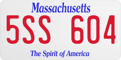 MA license plate 5SS604