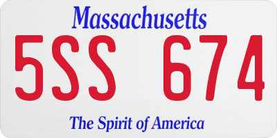 MA license plate 5SS674