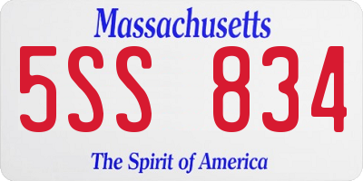 MA license plate 5SS834
