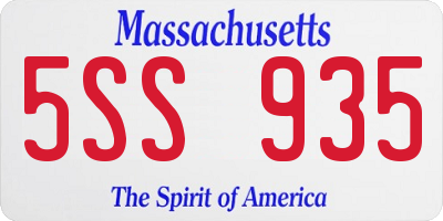 MA license plate 5SS935