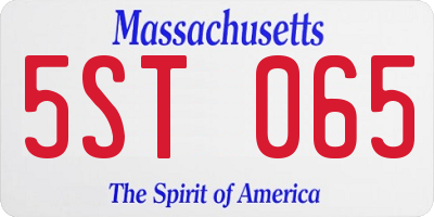 MA license plate 5ST065