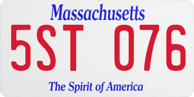 MA license plate 5ST076