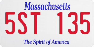 MA license plate 5ST135