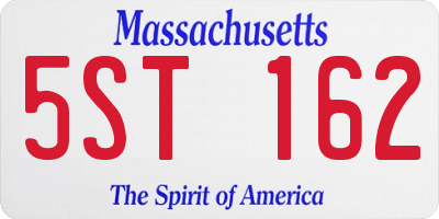 MA license plate 5ST162