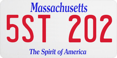 MA license plate 5ST202