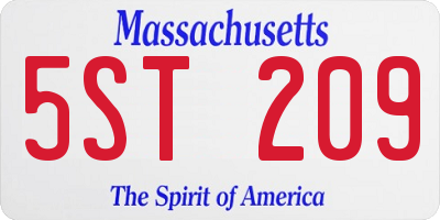 MA license plate 5ST209