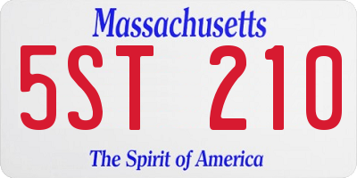 MA license plate 5ST210