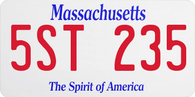 MA license plate 5ST235