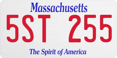 MA license plate 5ST255