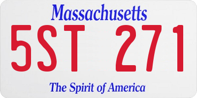 MA license plate 5ST271