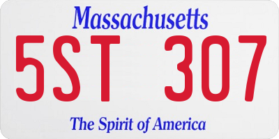 MA license plate 5ST307
