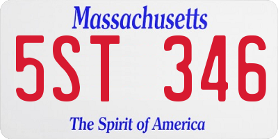 MA license plate 5ST346