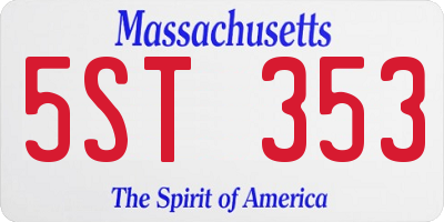 MA license plate 5ST353