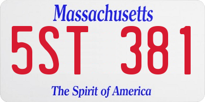 MA license plate 5ST381