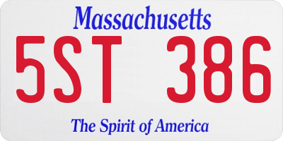 MA license plate 5ST386