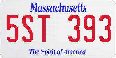MA license plate 5ST393