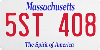 MA license plate 5ST408
