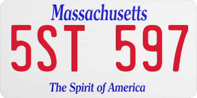 MA license plate 5ST597