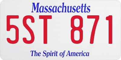 MA license plate 5ST871