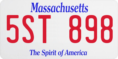 MA license plate 5ST898