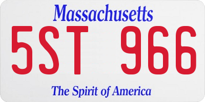 MA license plate 5ST966