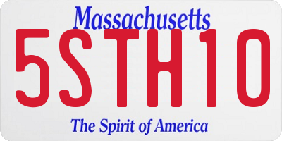 MA license plate 5STH10