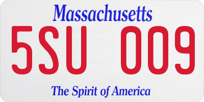 MA license plate 5SU009