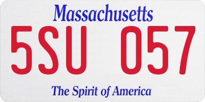 MA license plate 5SU057