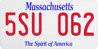 MA license plate 5SU062