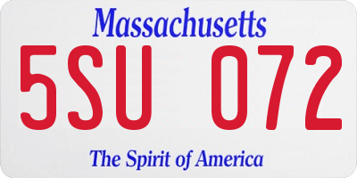 MA license plate 5SU072