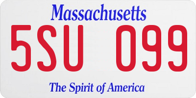 MA license plate 5SU099