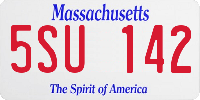 MA license plate 5SU142