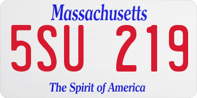 MA license plate 5SU219