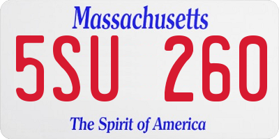 MA license plate 5SU260