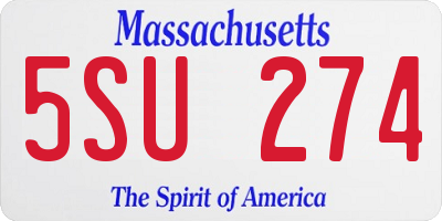 MA license plate 5SU274