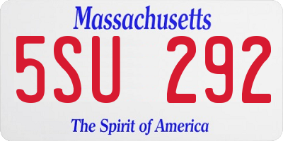 MA license plate 5SU292