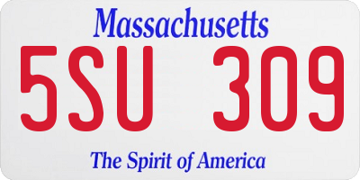 MA license plate 5SU309