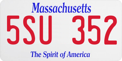 MA license plate 5SU352