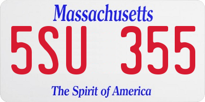 MA license plate 5SU355