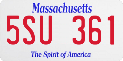 MA license plate 5SU361