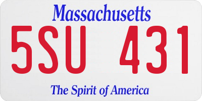 MA license plate 5SU431
