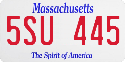 MA license plate 5SU445